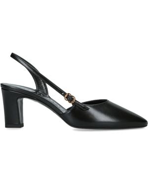 Herbert Levine Leather Ask Around Slingback Heels 65 - Black