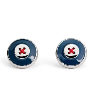 Babette Wasserman Enamel Thread-Detail Round Cufflinks - Blue