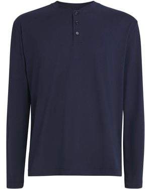 FALKE Cotton-Blend Henley Top - Blue