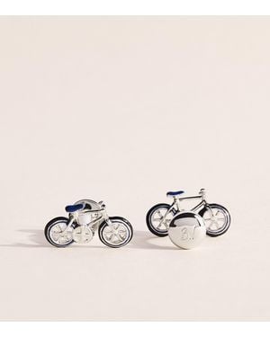 Babette Wasserman Rhodium-Plated Bicycle Cufflinks - Natural