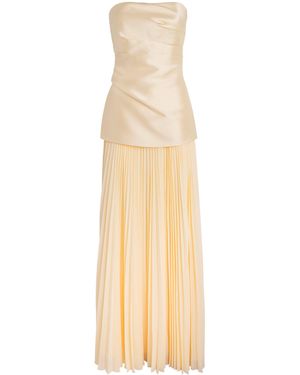 Solace London Strapless Pleated Claudette Gown - Natural