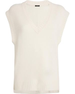 JOSEPH Open Cashmere V-Neck Jumper Vest - White