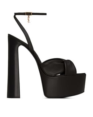 Saint Laurent Leather Franciane Platform Sandals 105 - Black