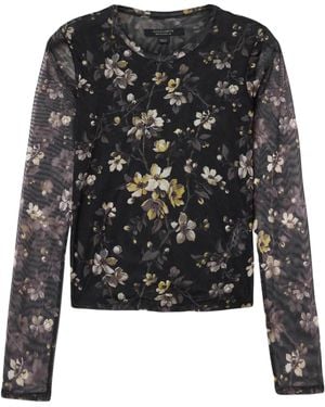 AllSaints Long-Sleeve Floral Ellie T-Shirt - Black