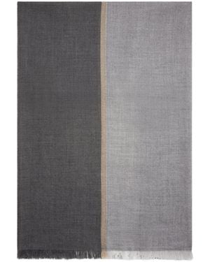 Brunello Cucinelli Cashmere-Silk Colour-Block Scarf - Grey
