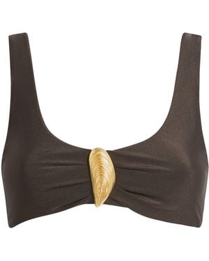 Jonathan Simkhai Shell-Detail Veyra Bikini Top - Brown