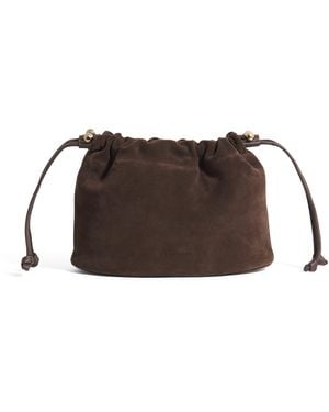 Strathberry Suede Charlotte Clutch Bag - Brown