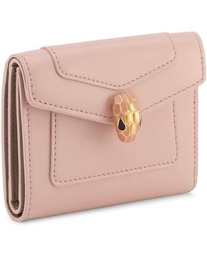 BVLGARI Leather Serpenti Forever Compact Wallet - Pink