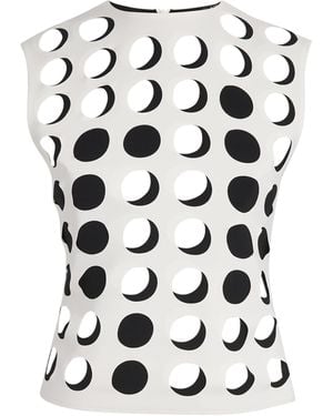 A.W.A.K.E. MODE Layered Holes Sleeveless Top - White