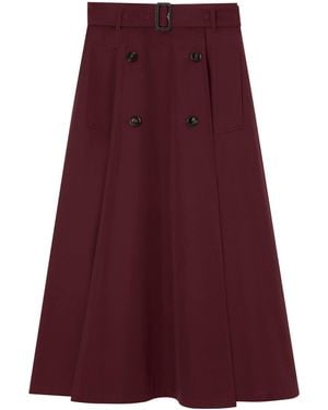 Burberry Gabardine Trench Midi Skirt - Purple