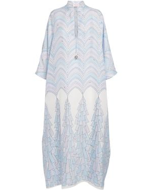 PUCCI Silk Baiadera Print Kaftan Maxi Dress - White