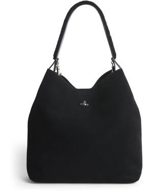 Vivienne Westwood Large Suede Lottie Shoulder Bag - Black