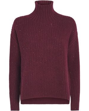 Allude Wool-Cashmere Crystal-Embellished Jumper - Purple