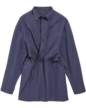 Balenciaga Cotton Mini Shirt Dress - Blue