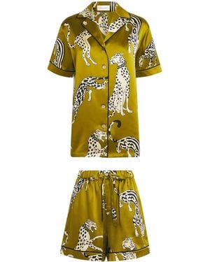 Olivia Von Halle Silk Cheetah Ingo Pyjama Set - Metallic