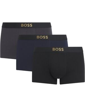 BOSS Stretch-Cotton Logo Trunks - Black
