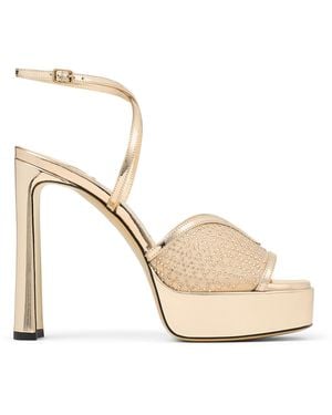 Jimmy Choo Karli 125 Embellished Platform Sandals - Natural