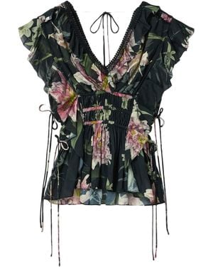 AllSaints Floral Canto Top - Black