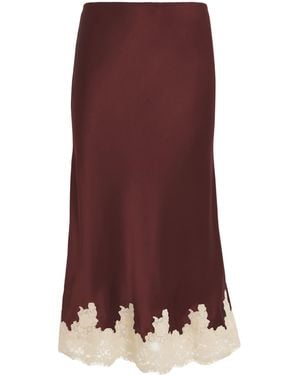 Doen Silk Lace-Trim Elowen Midi Skirt - Purple