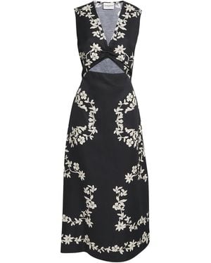 Claudie Pierlot Floral Cut-Out Midi Dress - Black