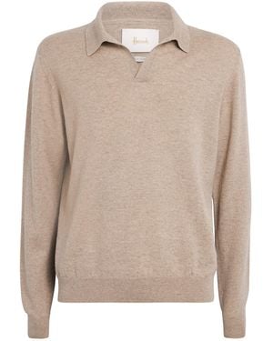 Harrods Cashmere Polo Sweater - Natural