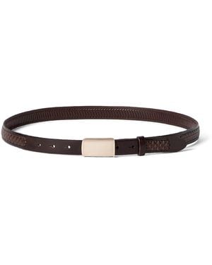Brunello Cucinelli Leather Woven Belt - Brown