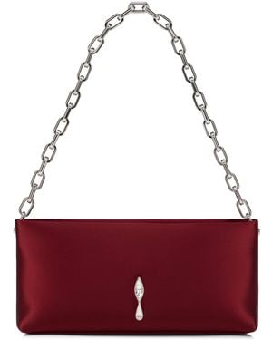 Christian Louboutin Maykimay Chain Pouch Neoprene Satin Clutch Bag - Red