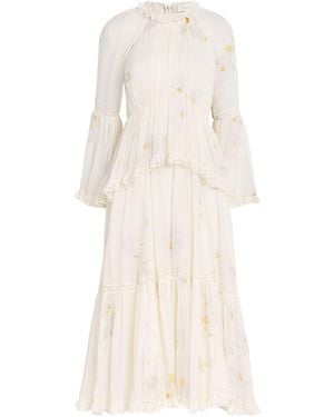 Zimmermann Memento Peplum Flutter Midi Dress - Natural