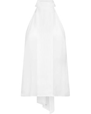 Tom Ford Silk Plissé-Detail Halterneck Top - White