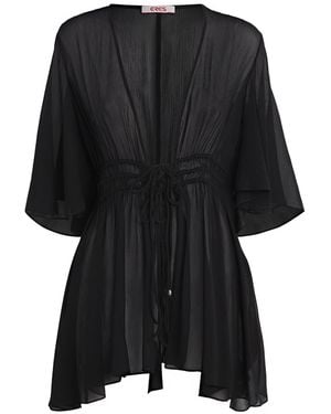 Eres Silk Muslin Operette Short Kaftan - Black