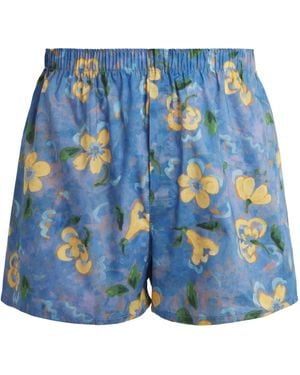 Sunspel Cotton Printed Boxer Shorts - Blue