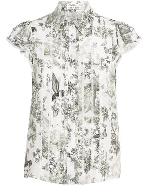 Alice + Olivia Ruffle Minda Blouse - White