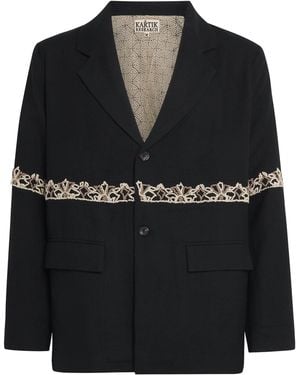 Kartik Research Wool Embroidered Blazer - Black