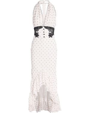 Self-Portrait Polka-Dot Halterneck Midi Dress - White