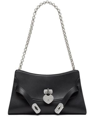 McQueen Mini Leather Locke Shoulder Bag - Black