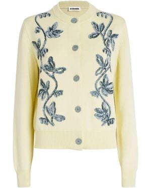 Jil Sander Floral-Embroidered Cardigan - Yellow