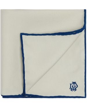 dunhill Mulberry Silk Cypher Logo Pocket Square - Blue