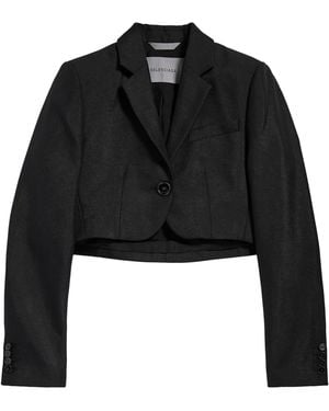 Balenciaga Wool Cropped Blazer - Black