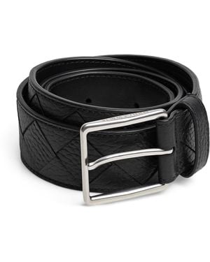 Bottega Veneta Leather Intrecciato Belt - Black