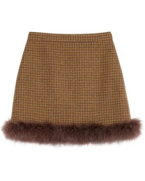 Valentino Wool Check Mini Skirt - Natural