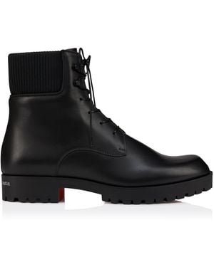 Christian Louboutin Trapman Leather Lace-Up Boots - Black