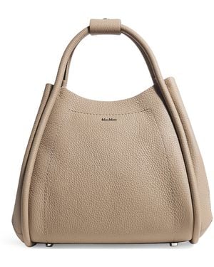 Max Mara Medium Leather Marine Top-Handle Bag - Natural