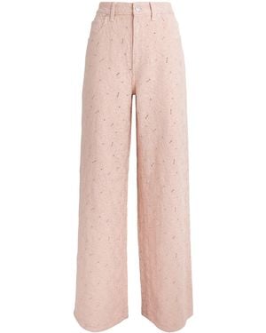 PAIGE Floral Cameron Wide-Leg Jeans - Pink