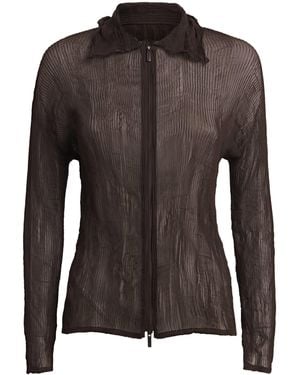 Issey Miyake Chiffon Twist 1 Pleats Zip Cardigan - Brown