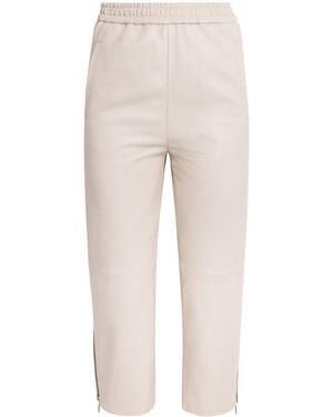 Eleventy Nappa Leather Straight Trousers - Natural