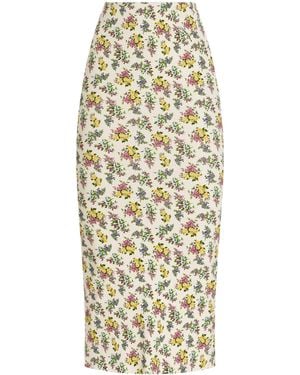 Dolce & Gabbana Floral Print Maxi Skirt - Metallic