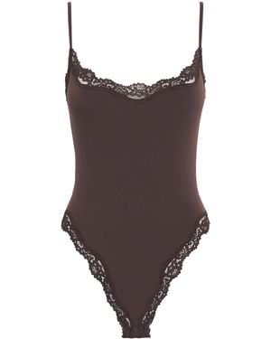 Skims Lace-Trim Fits Everybody Bodysuit - Brown