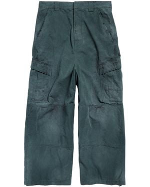 Balenciaga Cotton Oversized Cargo Trousers - Blue