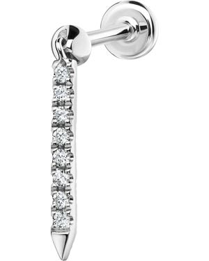 Maria Tash Diamond Eternity Bar Charm Threaded Stud Earring - White