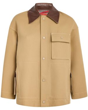 MAX&Co. Water-Resistant Cotton Leather-Trim Jacket - Natural